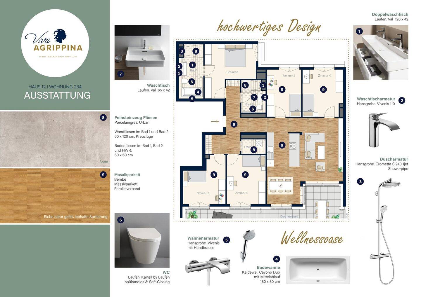 Viva Agrippina: Exklusive 6-Zimmer-Wohnung mit Dachterrasse im 4. OG – Köln – Vorschaubild 3