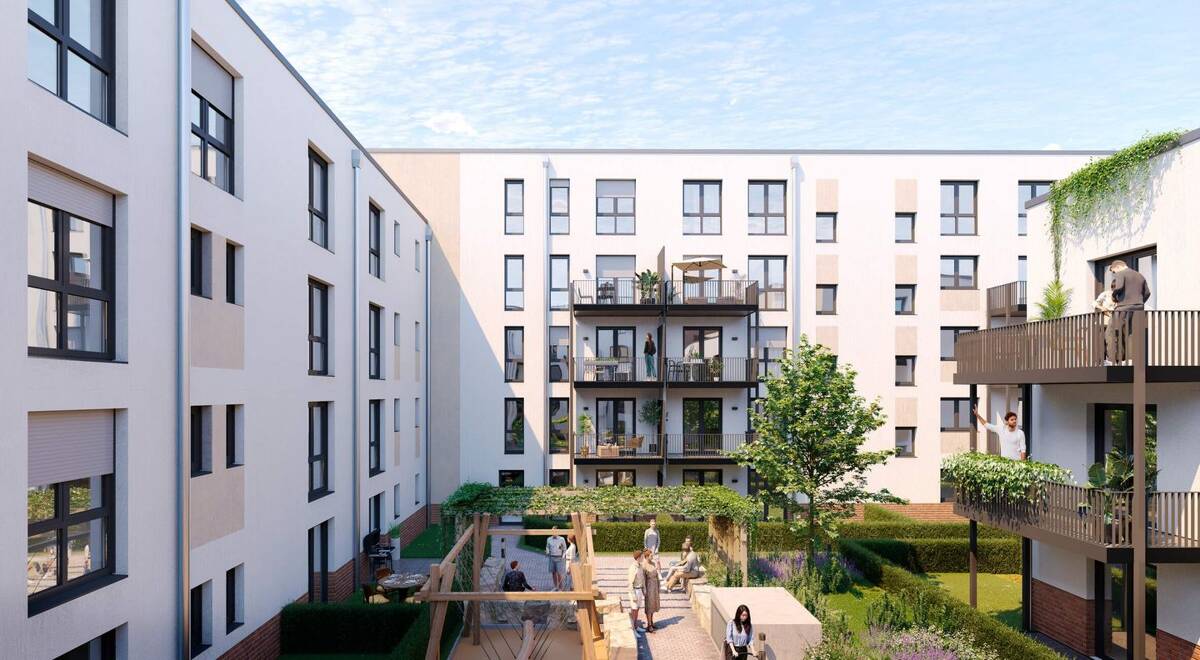 Barrierefreie Eigentumswohnung im 2. OG mit offener Wohnküche und Südbalkon – 40597 Düsseldorf – Bild 1 von 8