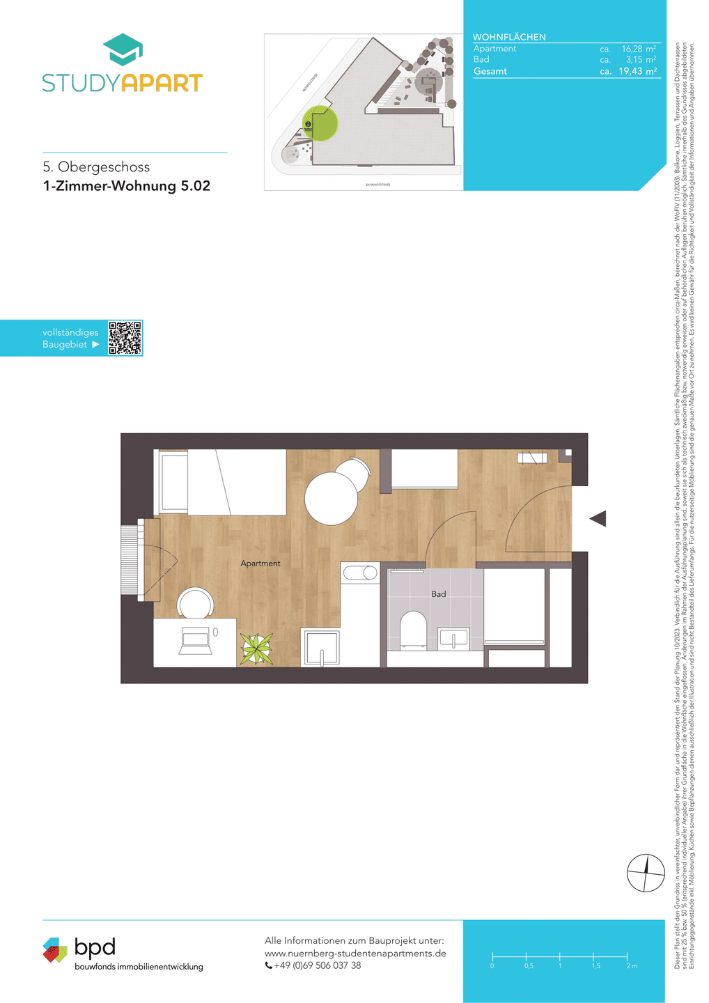 Möbliertes 1-Zimmer Apartment in zentraler Lage | WE 5.02 – Nürnberg – Vorschaubild 2