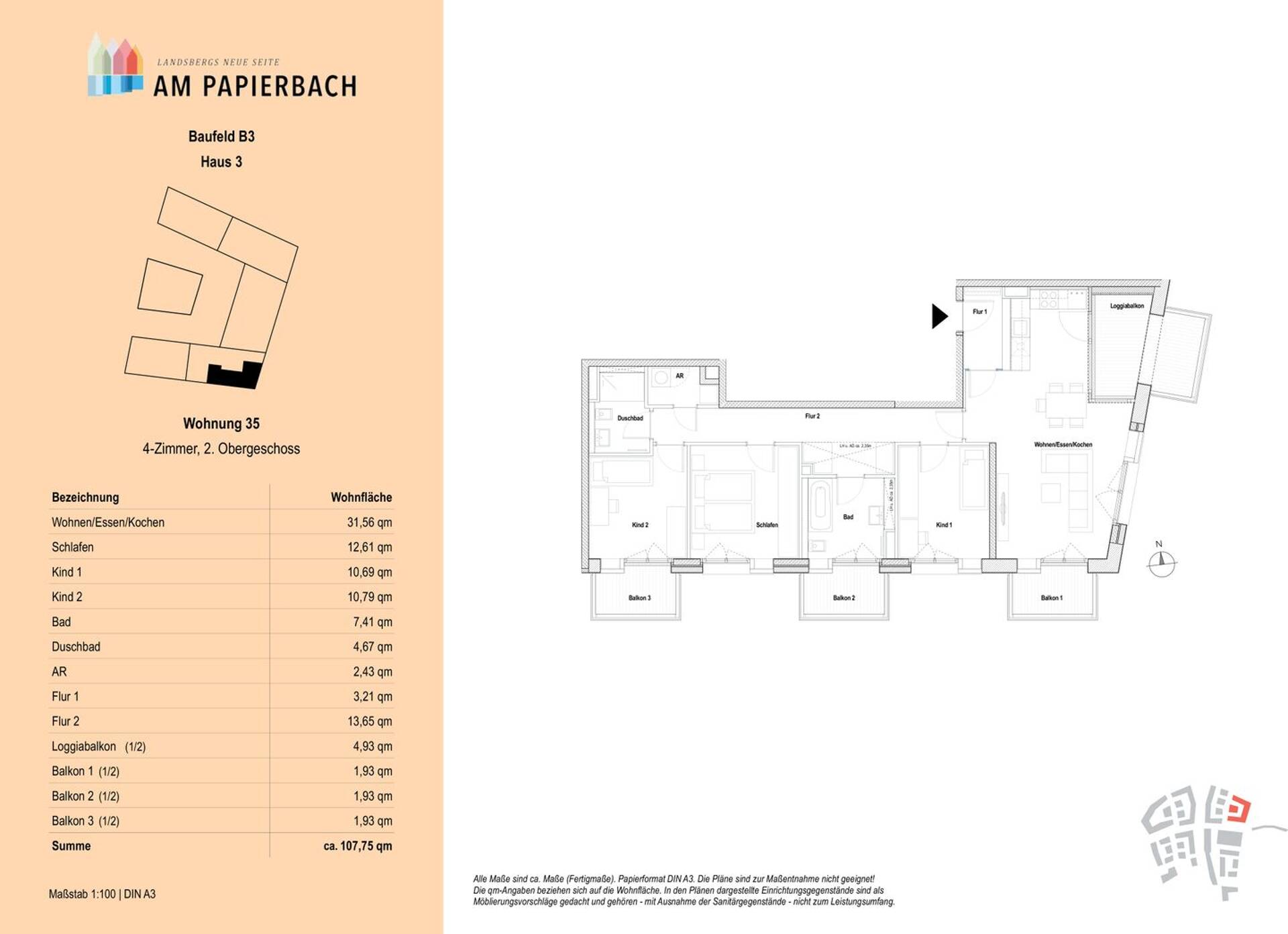Etagenwohnung in 86899 Landsberg am Lech mit 107,75 m² kaufen