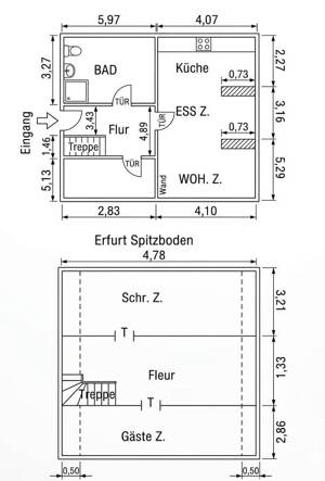 EF- Erstbezug - 2-ZKB-Maisonette mit Dachstudio (plus 2Zimmer) – 99086 Erfurt – Vorschaubild 2