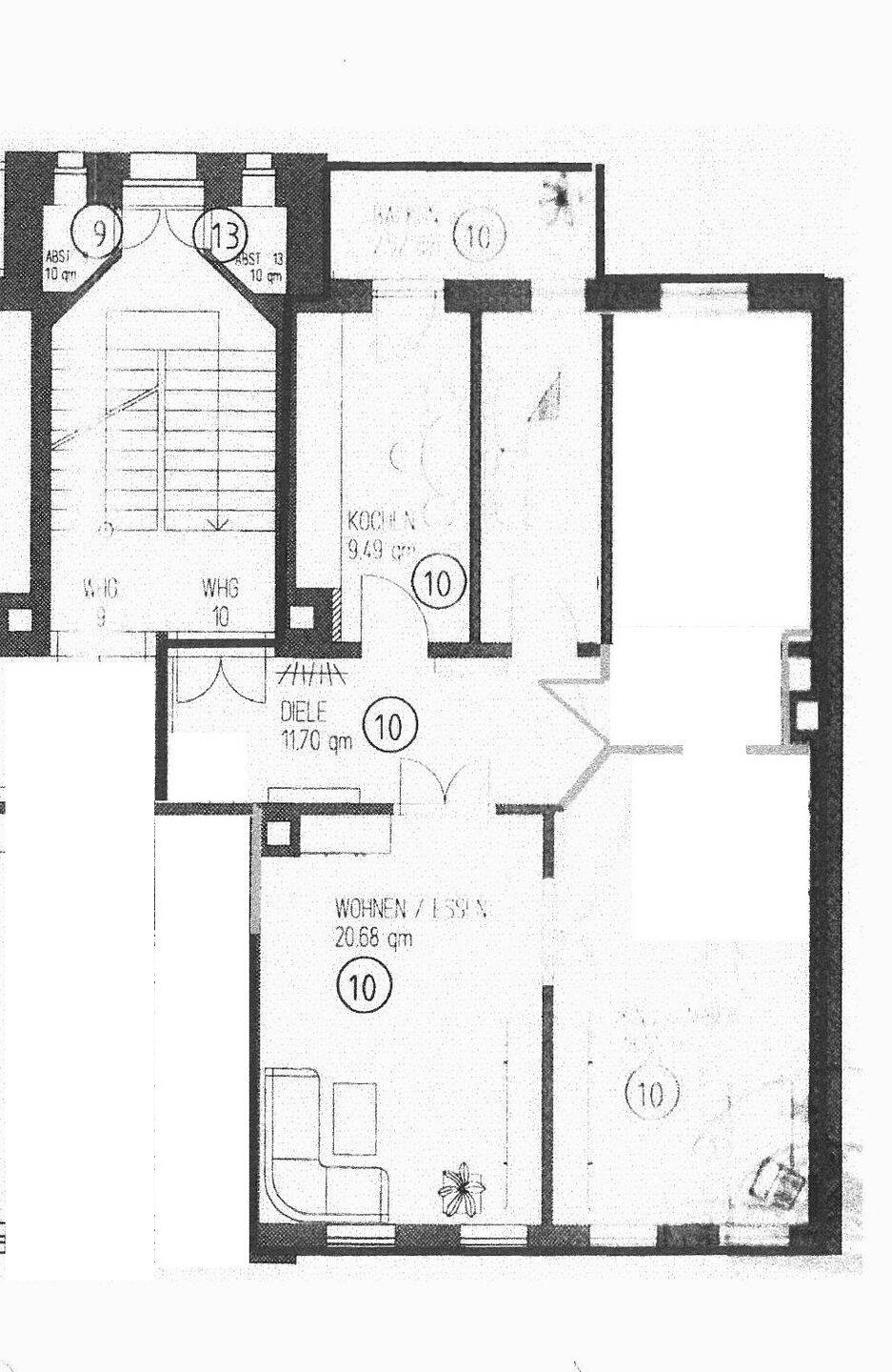 helle Altbauwohnung mit Balkon, org. hist. Dielen und Türen, gespachtelte Wände, JNKM 6.180,- Euro – Leipzig – Vorschaubild 3