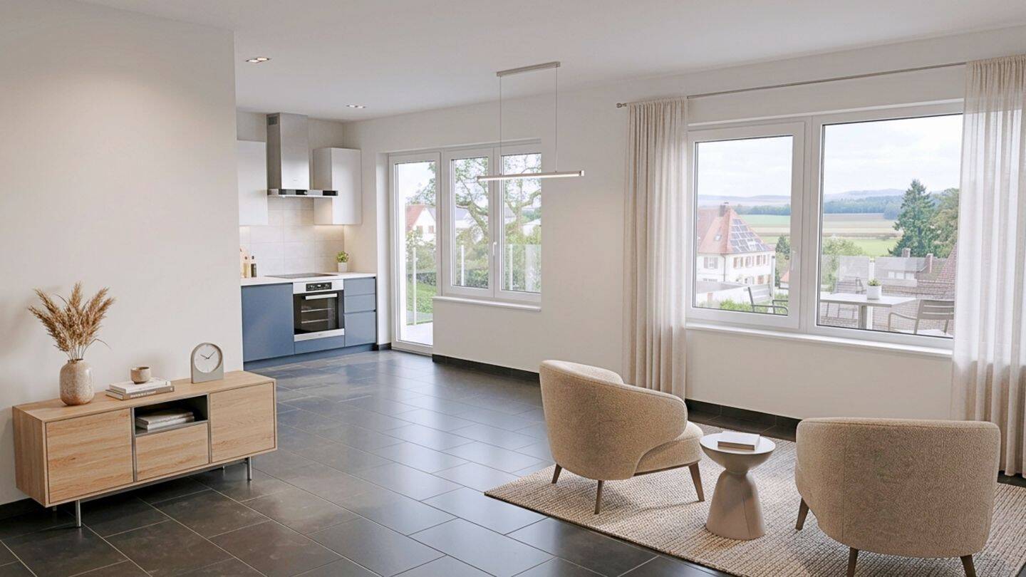 Haus im Grünen, 250 m vom S-Bahnhof entfernt - Optional: 62.5 m² grosser vermietbarer Raum für Kleingewerbe, Homeoffice, Büro o. dgl. – Lottstetten – Vorschaubild 4