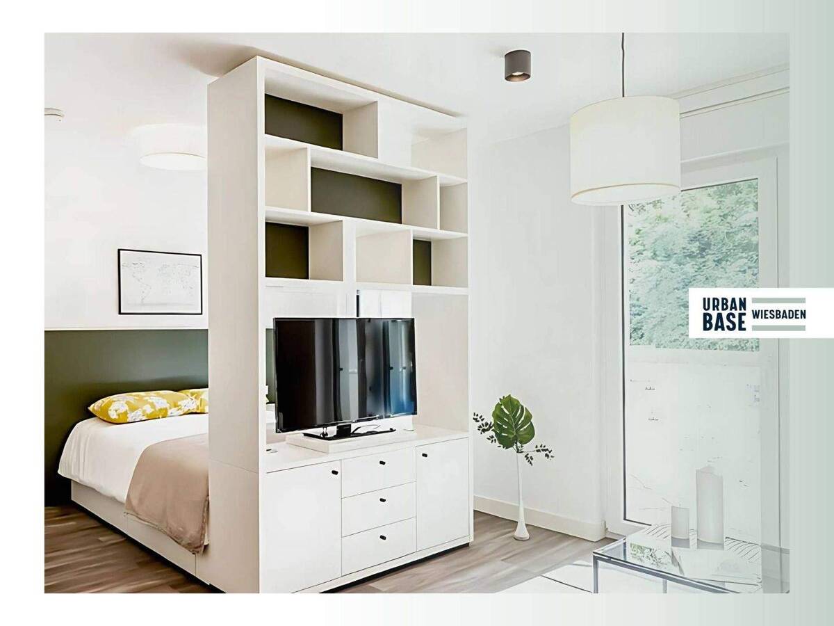 URBAN BASE: Vollmöbliertes 1-Zimmer-Apartment mit EBK, ALL-IN-MIETE, UVM. im Wiesbadener Stadtzentrum – 65189 Wiesbaden – Bild 1 von 9