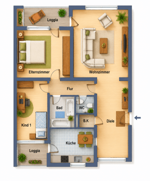 Sommer AKTION: Bonn-Endenich. 3 ZKB mit Balkon u. Fernblick – 53121 Bonn – Vorschaubild 5