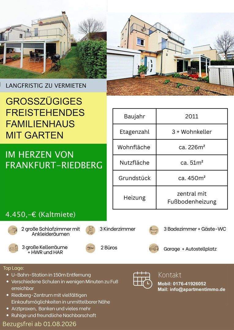 Freistehendes Familienhaus langfristig zu vermieten in Frankfurt-Riedberg – Frankfurt am Main – Vorschaubild 2