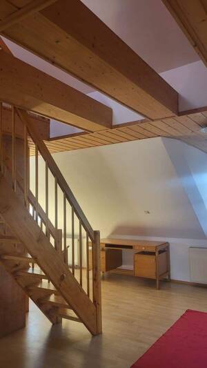 Helle Dachgeschosswohnung mit Balkon, ausgebautem Dachraum und Gartenmitbenutzung