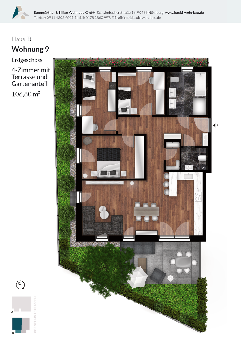 *NEUBAU* 4-Zimmer-Wohnung mit Terrasse und Gartenanteil – Nürnberg – Vorschaubild 5