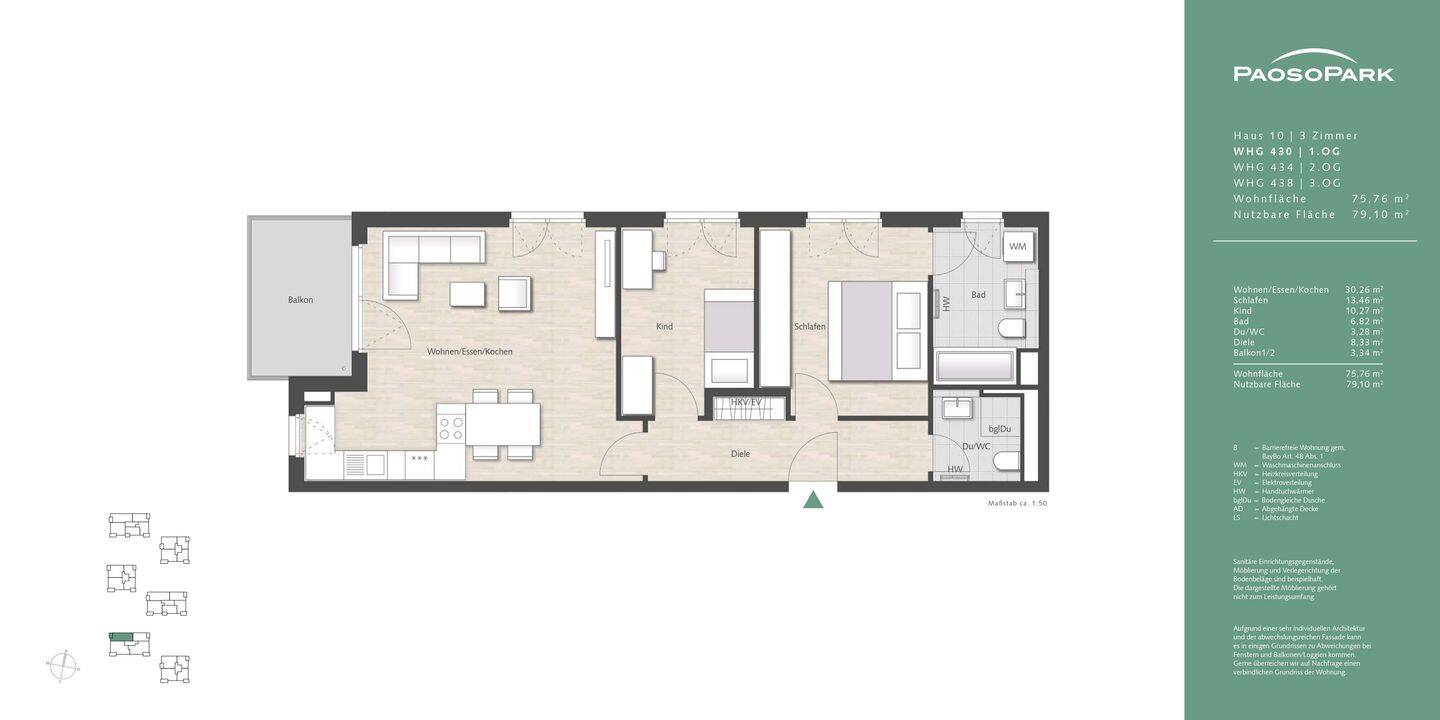 Voll möblierte Neubau-3-Zimmer-Wohnung mit TG-Stellplatz und Balkon – sofort bezugsfertig – München – Vorschaubild 3
