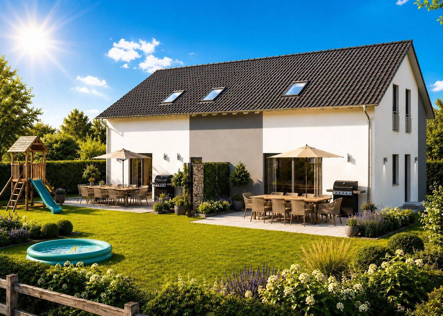 ! Bauen Sie mit Ihren Freunden Ihr Traum-Doppelhaus inkl. Traumgrundstück ! Preis pro Haushälfte 371.949EUR