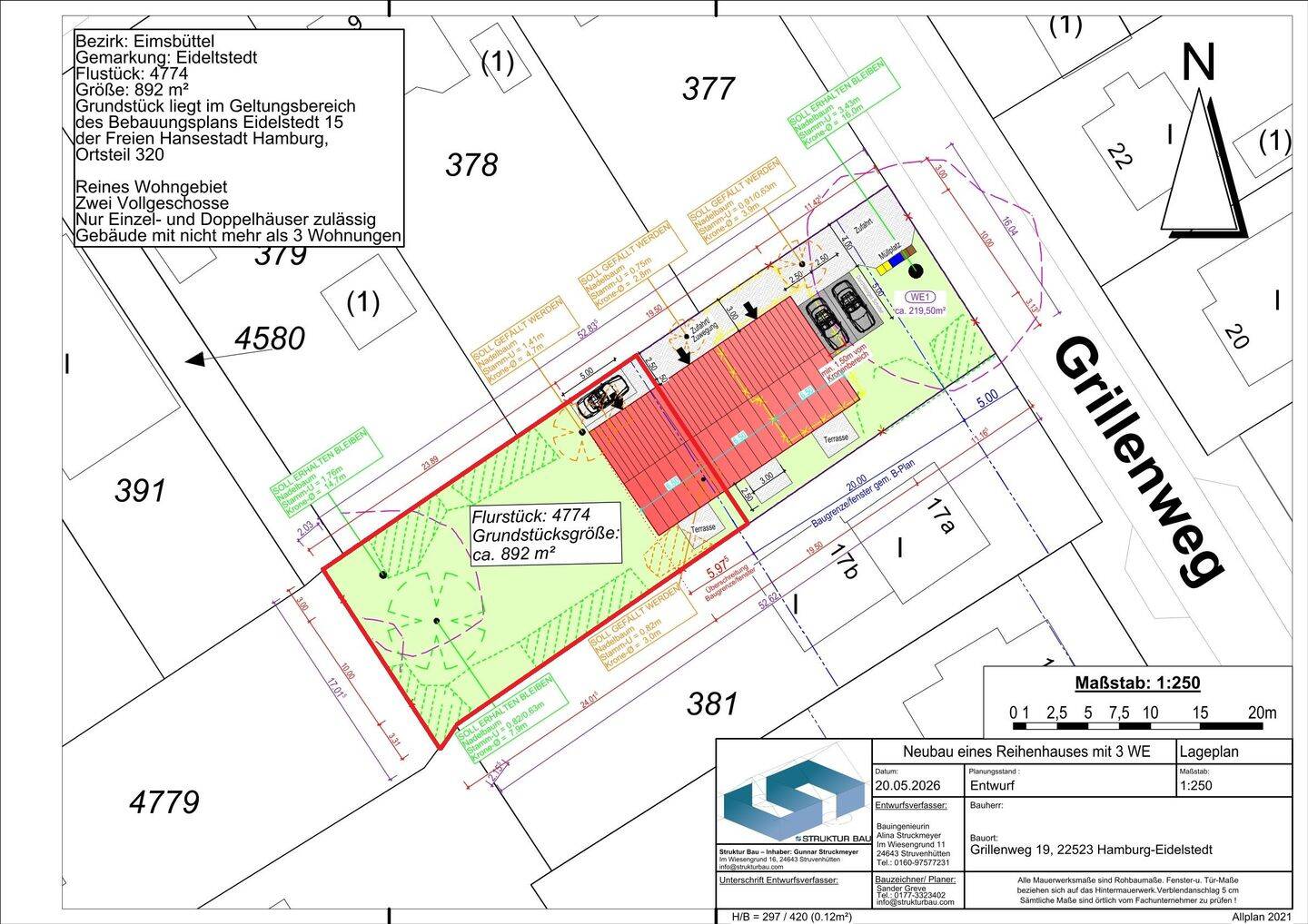 Geplantes Neubauvorhaben - Endreihenhaus mit großem Garten in traumhafter Süd-West-Lage – Hamburg – Vorschaubild 3