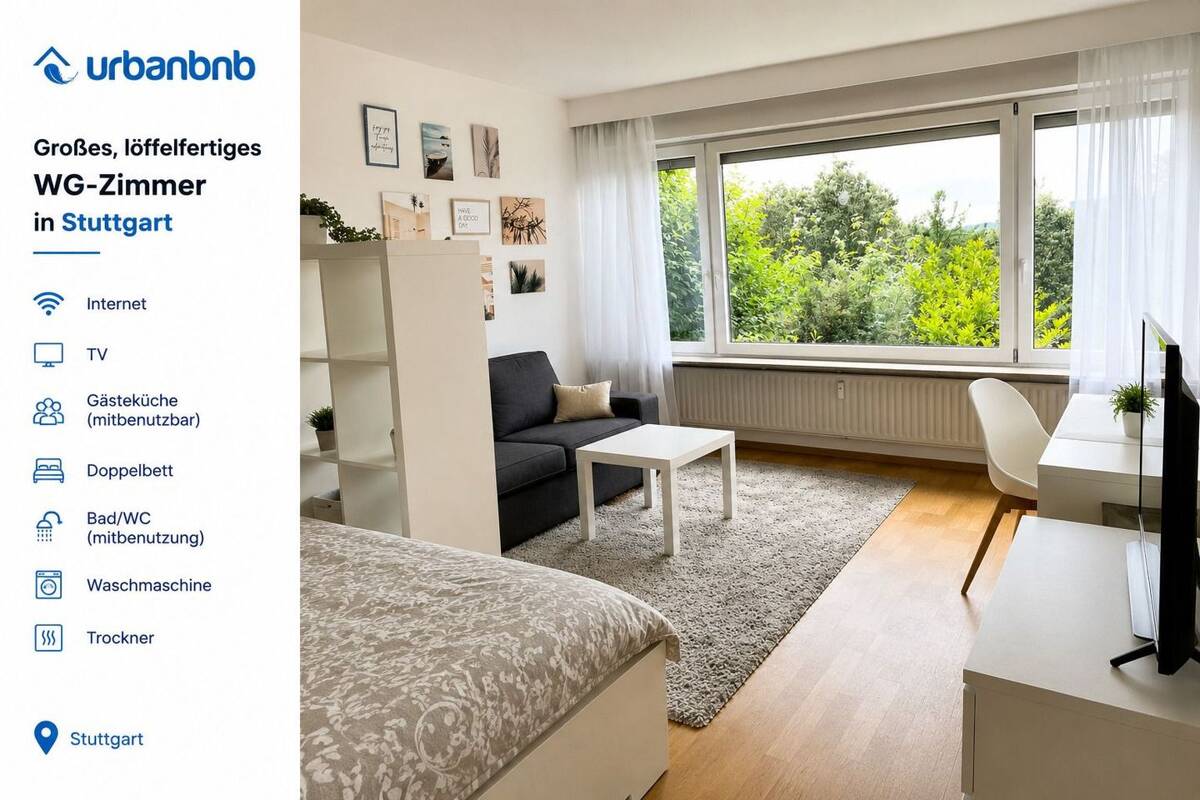 WG-Zimmer möbliert in Stuttgart Degerloch - 1 Monat Zeitwohnen – 70597 Stuttgart – Bild 1 von 9