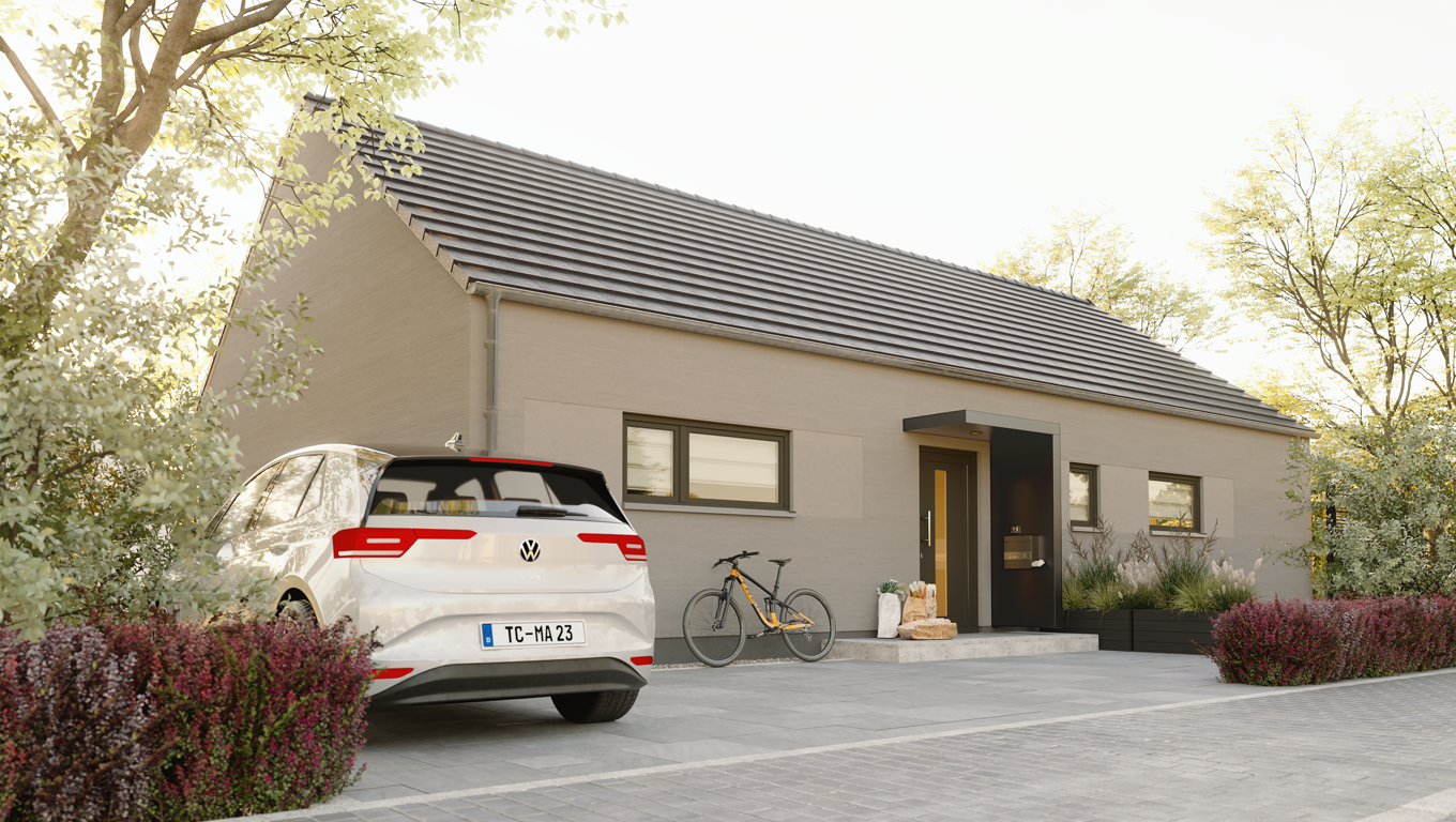 Bungalow überdachte Terrasse, massiv gebaut, Preis inkl. Grundstück – Herforst – Vorschaubild 2