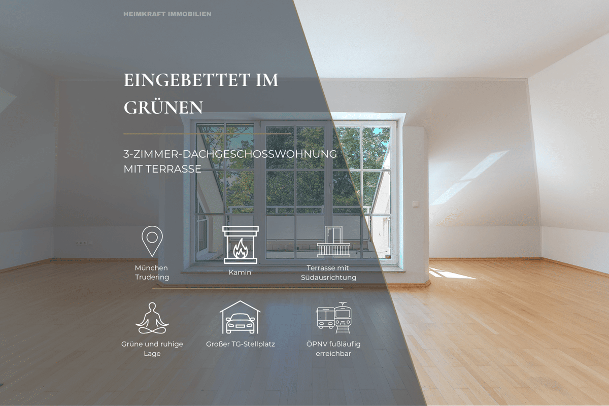 Eingebettet im Grünen - stilvolle 3-Zimmer-Dachgeschosswohnung mit Südterrasse – 81827 München – Bild 1 von 9