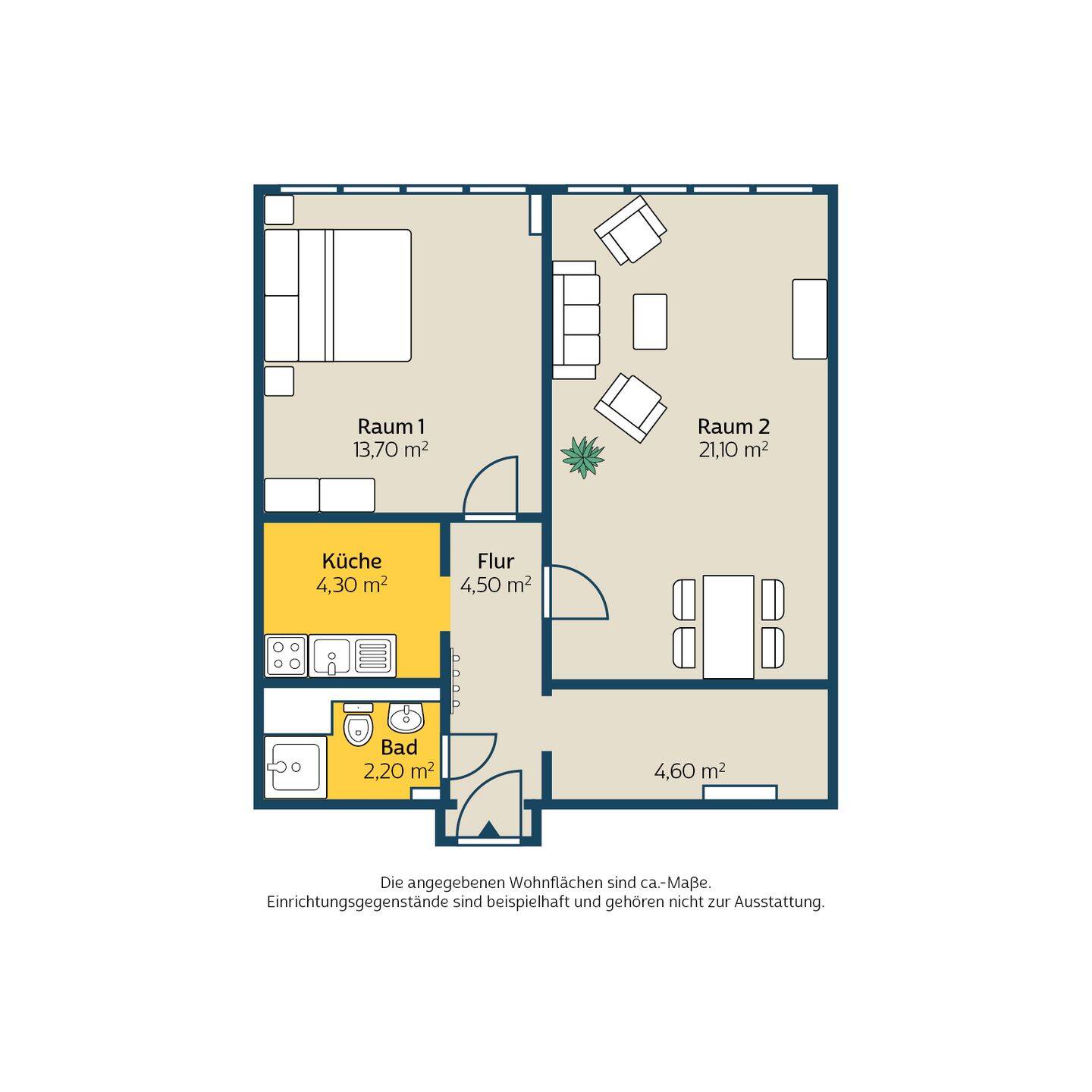 2-Raum-Apartment für Singles/Paare, innenstadtnah – Leipzig – Vorschaubild 2