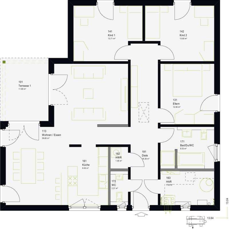 schöner Bungalow mit überdachter Terrasse - Grundstück vorhanden – Kargow – Vorschaubild 3