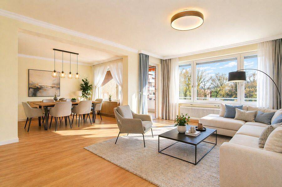 Viel Platz zum Ankommen: Tolle 4-Zimmer-Wohnung mit Süd-Balkon und TG-Stellplatz in HH-Poppenbüttel! – Hamburg – Bild 1 von 9