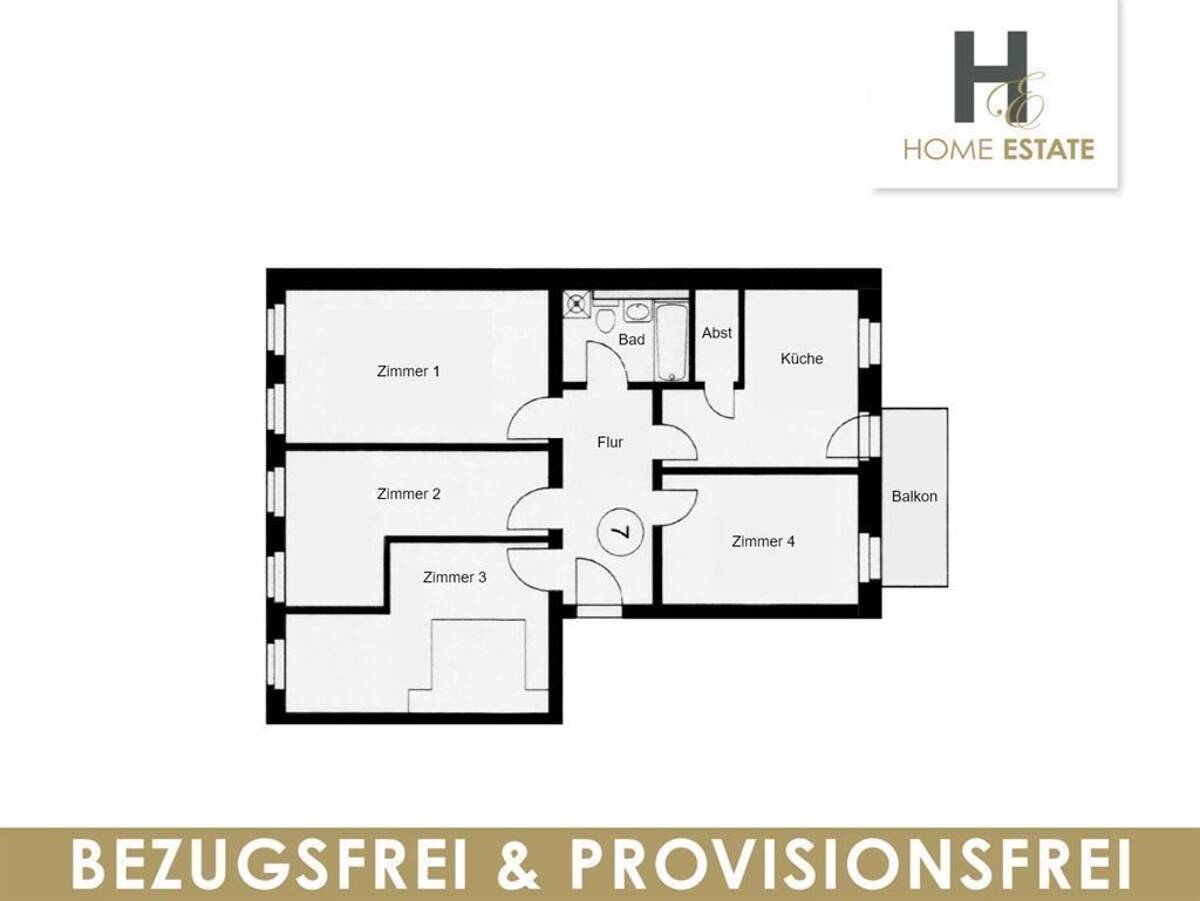 Bezugsfreie 4 Zimmer & Küche & Bad & Provisionsfrei – 4129 Leipzig – Bild 1 von 9