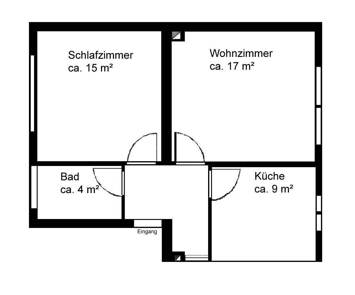 Wohnen im Rückgebäude: 2-Zimmer-Etagenwohnung mit Einbauküche