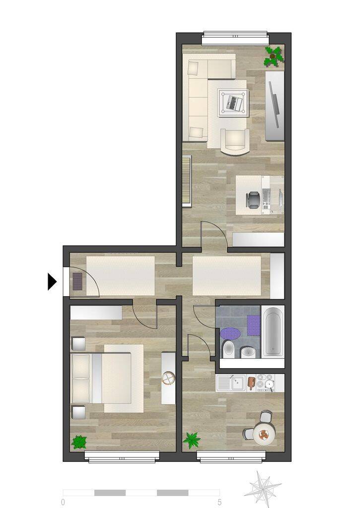 Urban gelegene 2-Raum-Wohnung mit Wanne – Chemnitz – Vorschaubild 5