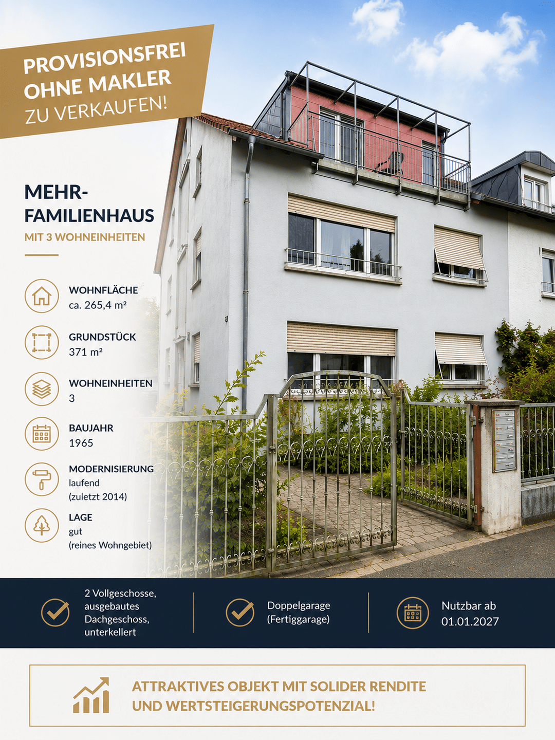 Provisionsfrei: Wohnhaus in gefragter Lage von Frankfurt-Sachsenhausen