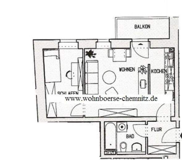 FRanz-Mehring-Str./ helle 2-Zimmer Wohnung mit Balkon auf dem schönen KASSBERG – Chemnitz – Vorschaubild 3