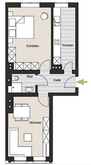 Zentral, urban, modern – 2-Zimmer-Wohnung nahe Ehrenfeld & Nippes! WE 11 – 50823 Köln – Vorschaubild 2
