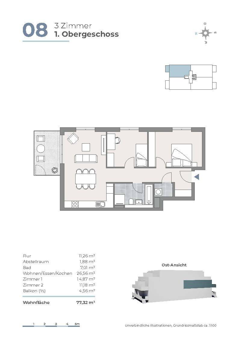 Helle 3-Zimmer-Wohnung mit Balkon & offenem Grundriss - WE08 – Berlin – Vorschaubild 8