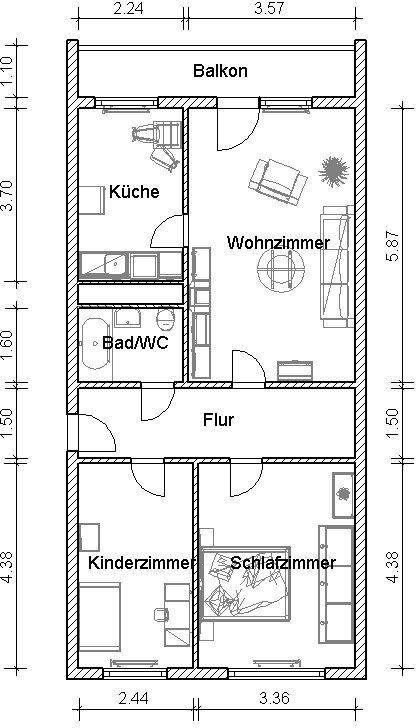 3-Raumwohnung Hochparterre in Grünau-Nord mit Balkon – Leipzig – Vorschaubild 2