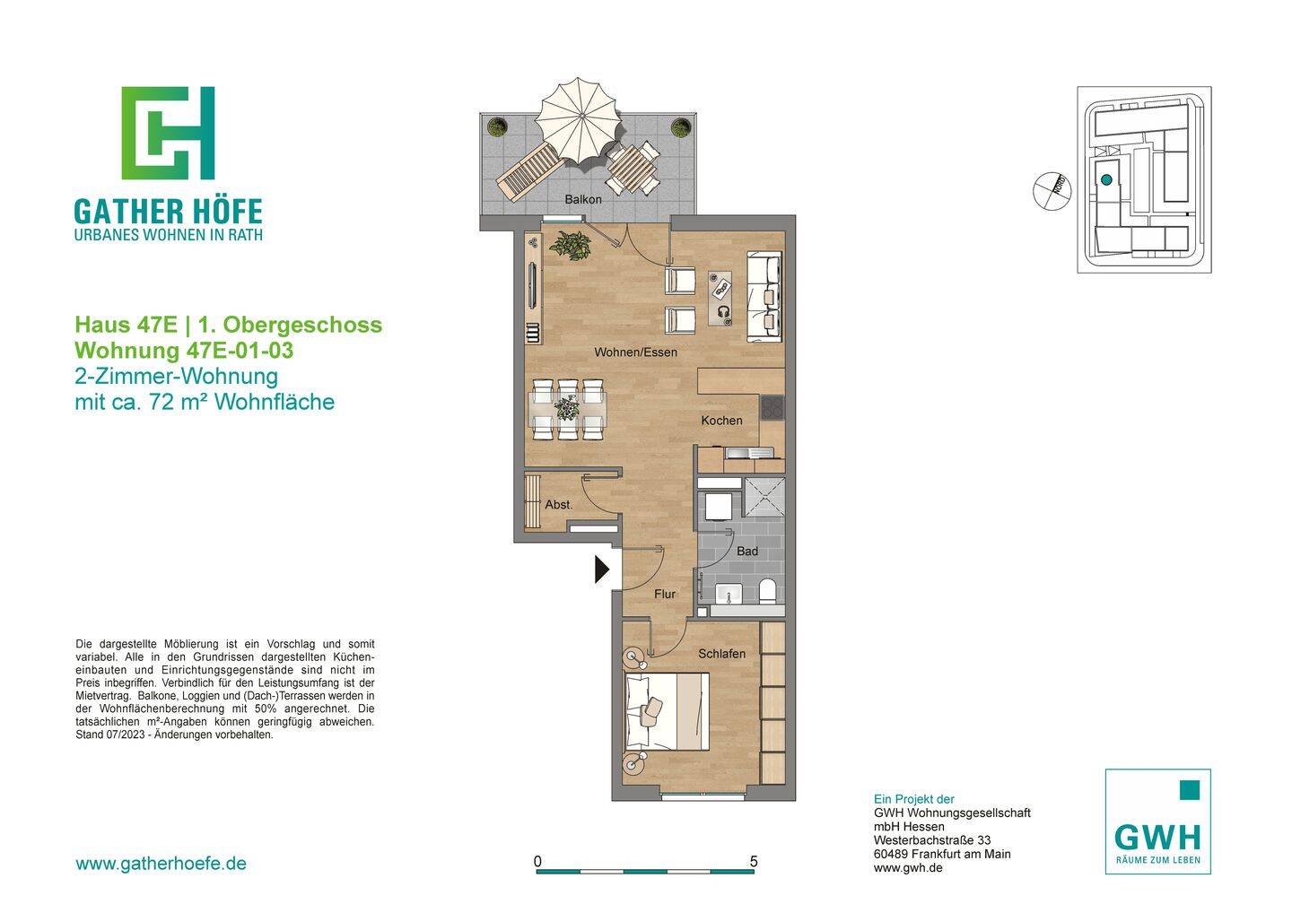 47122/57 moderne 2-Zimmer-Wohnung in Düsseldorf-Rath