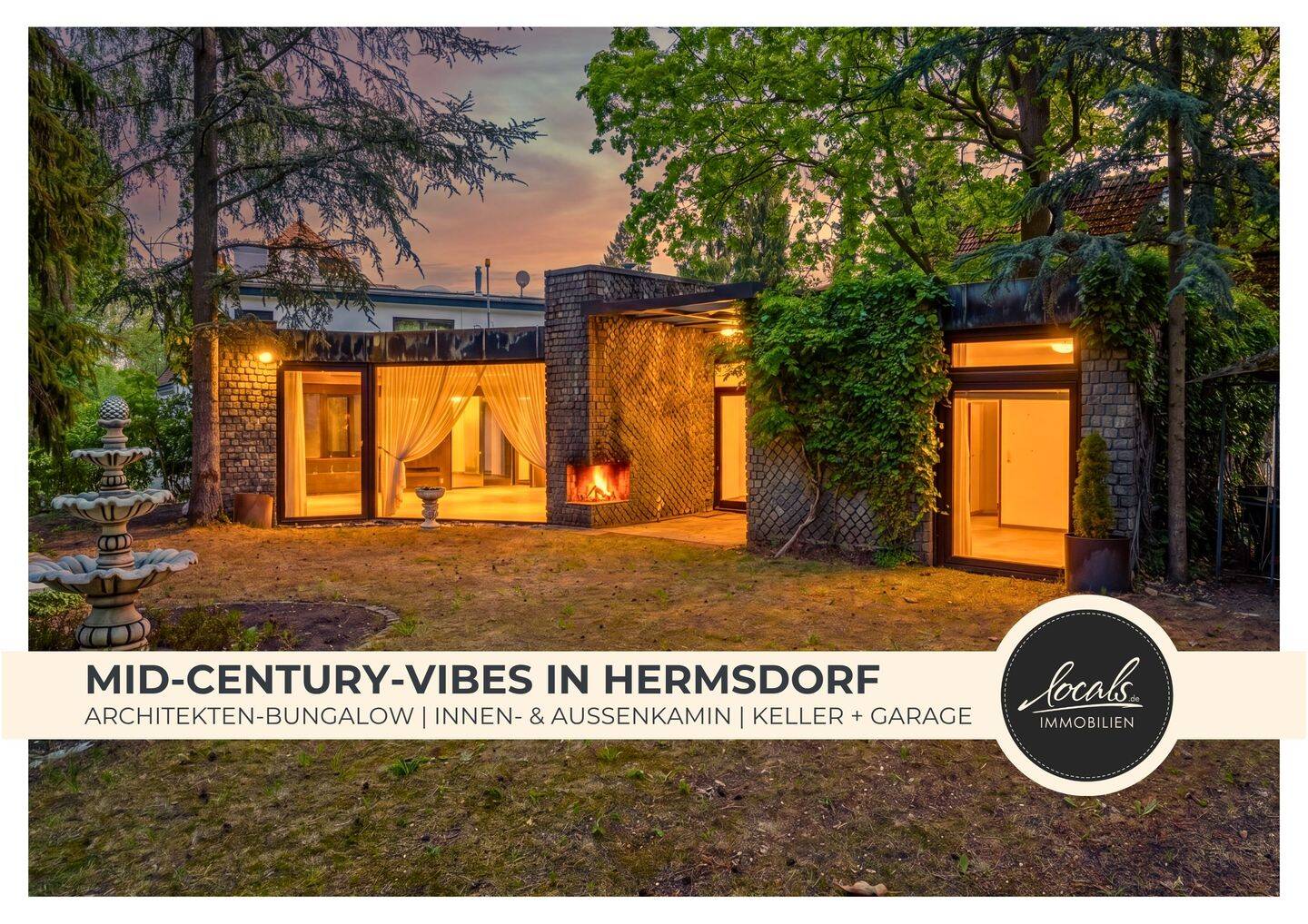 Architektenbungalow mit Mid-Century-Charme, offenen Kaminen & besonderer Formsprache in Hermsdorf