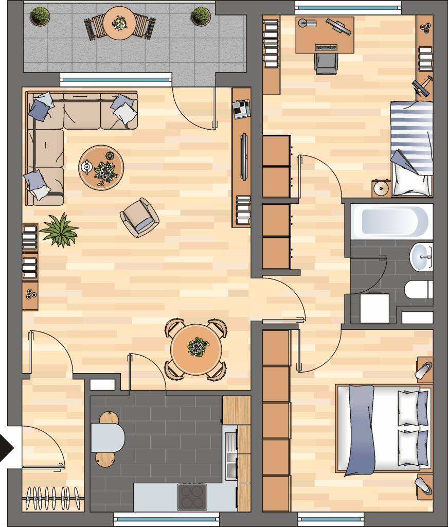 Attraktive 3-Zimmer-Etagenwohnung in Braunschweig Vielfältiges Wohngefühl auf 76 m² – Braunschweig – Vorschaubild 2