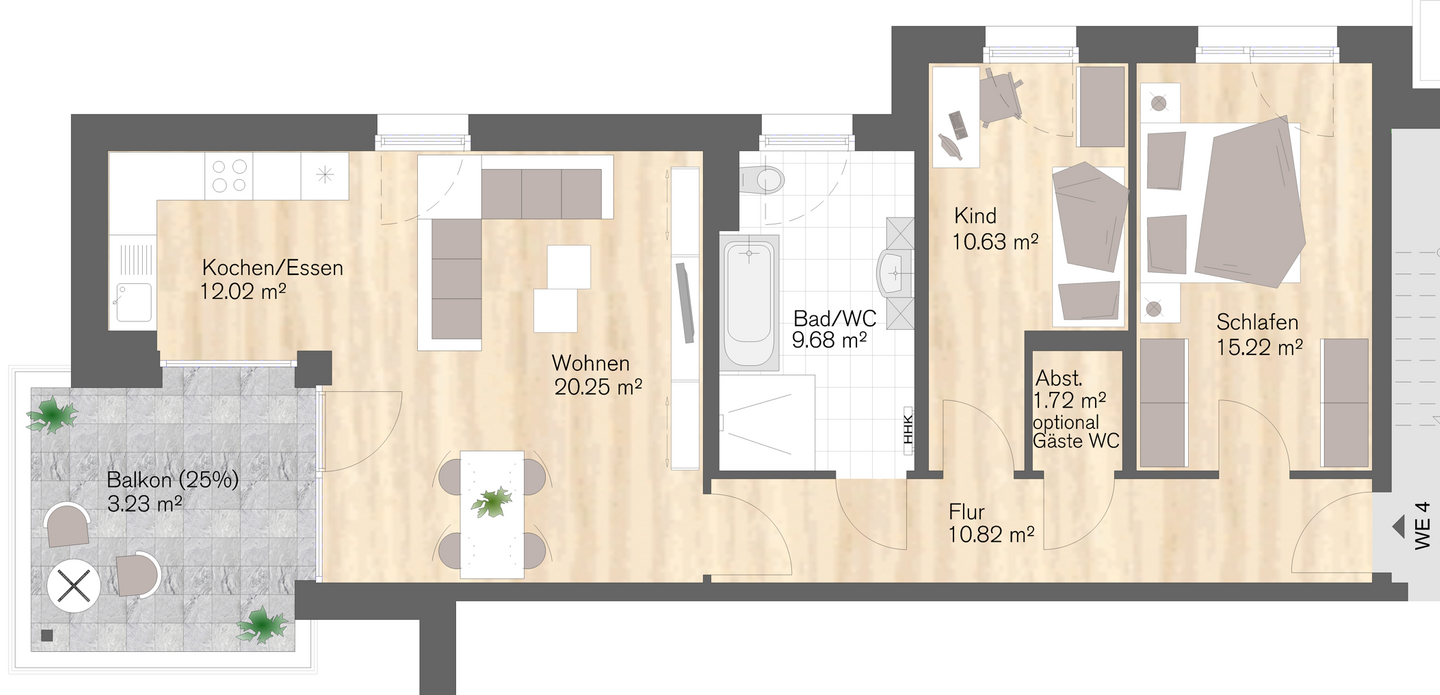 KfW-40 Neubau am Kaßberg – 100.000 € KfW-Darlehen ab 0,01 % möglich - Moderne 3-Zimmer-Wohnung mit Balkon in Chemnitz im beliebten Kaßbergviertel – Chemnitz – Vorschaubild 3