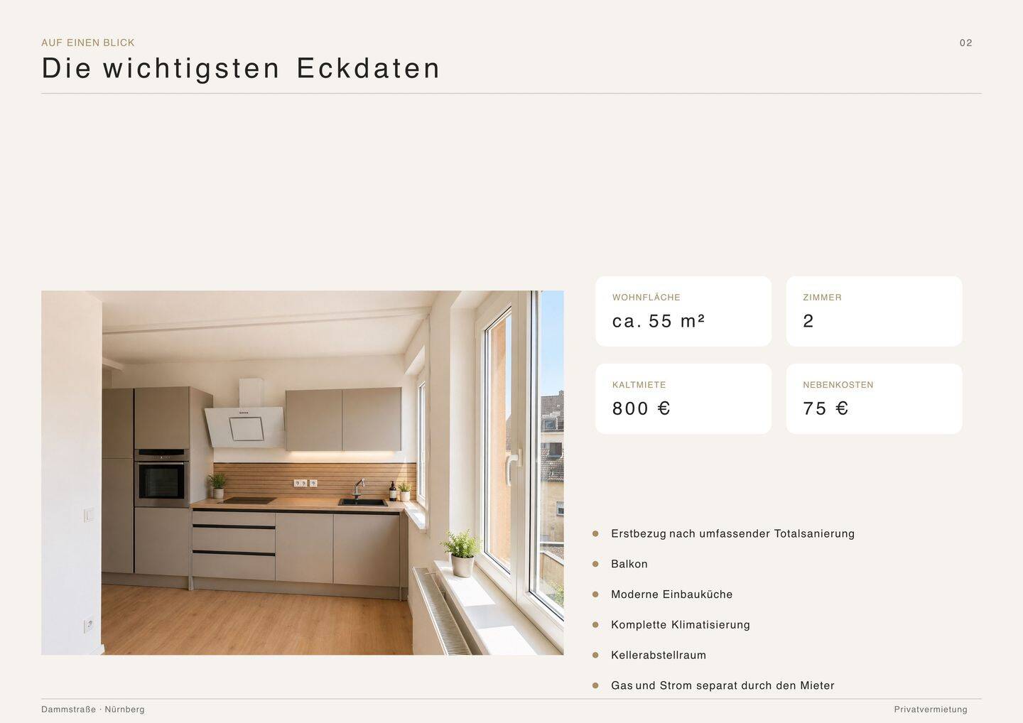 helle 2-Zimmerwohnung. 3.Stock. Klimaanlage – Nürnberg – Vorschaubild 2
