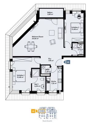 Wohnen an der Kurfürstenallee. Top ausgestattete 3- Zimmerwohnung mit Balkon – 28329 Bremen – Vorschaubild 5