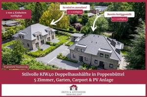 Neubau: Stilvolle Doppelhaushälfte in Poppenbüttel mit 5 Zimmern, Garten, Carport, PV (KFW40) – 22399 Hamburg – Vorschaubild 1