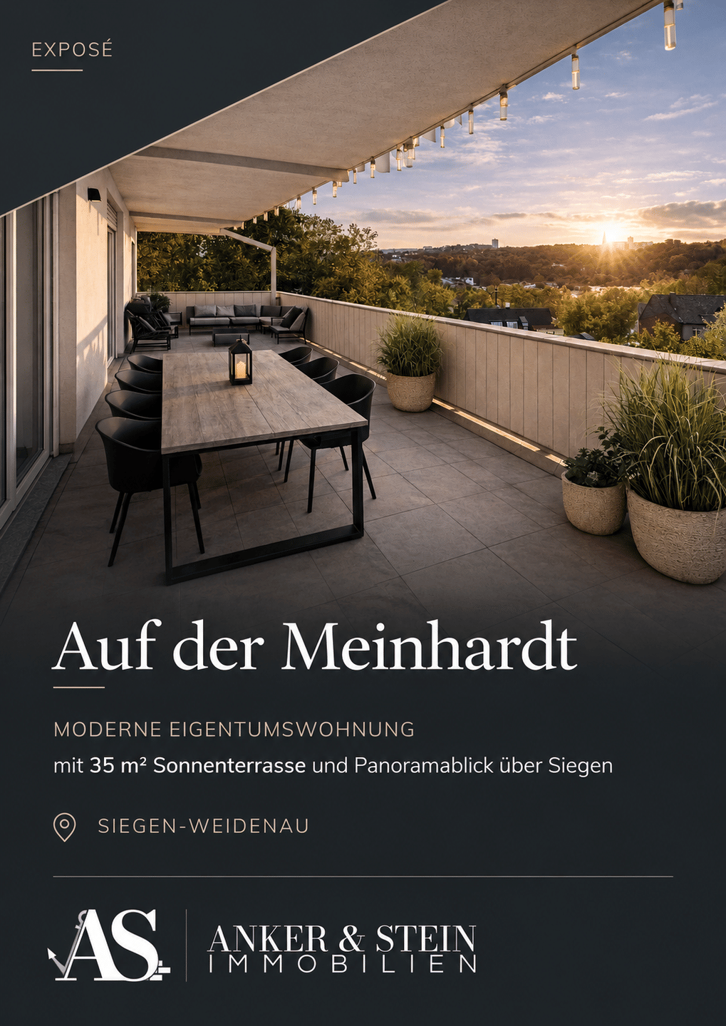 Moderne Eigentumswohnung mit 35 m² Sonnenterrasse und Panoramablick über Siegen