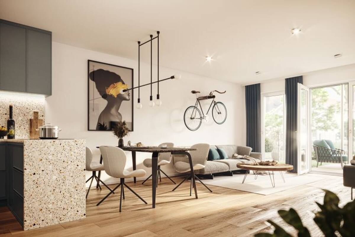 Neubau einer schicken 2-Zimmer Erdgeschosswohnung mit sonniger Westterrasse und Privatgarten – 81245 München – Bild 1 von 2