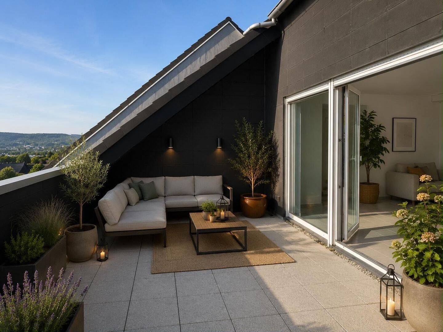 Helle 3-Zimmer-Maisonette mit Südwest-Terrasse und Blick auf Trier/Mosel in Trier-Feyen