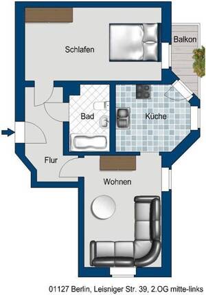 Interssant geschnitte 2 Zimmer Wohnung – 1127 Dresden – Vorschaubild 2