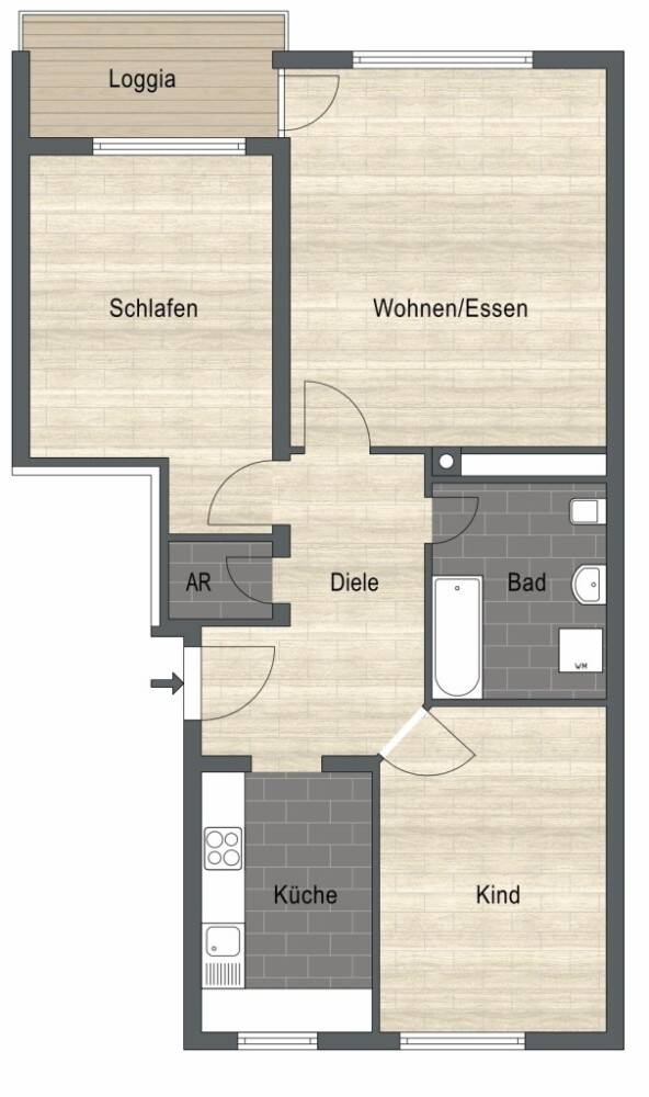 Barrierefrei ... 3- Zimmer- Wohnung mit Süd- Balkon und KFZ- Stellplatz