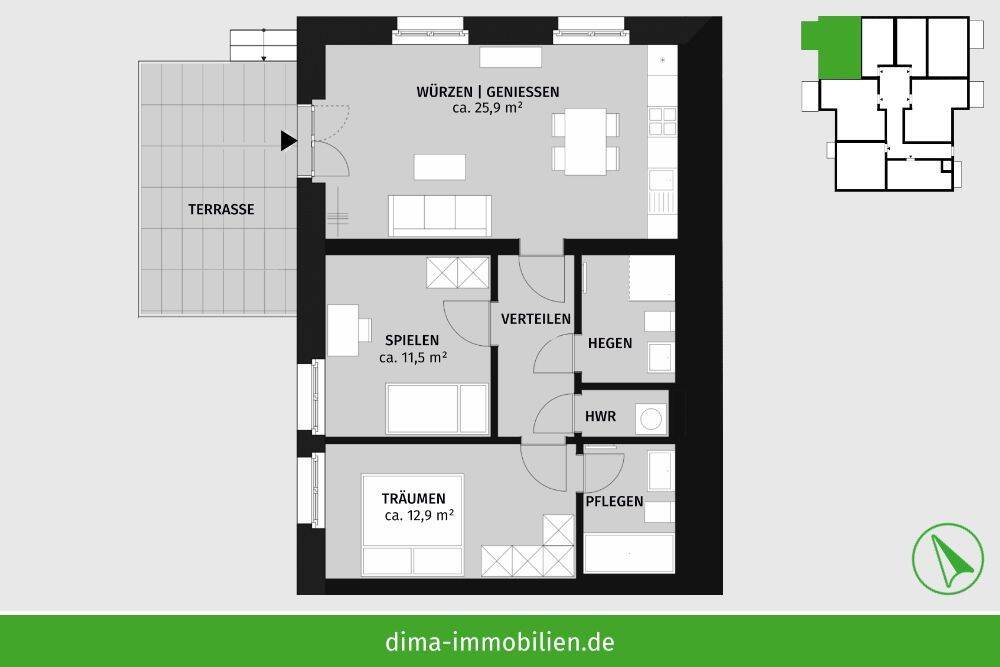 ERSTBEZUG Parkstadt Leipzig | Terrasse, eigener Eingang, 2 Bäder, HWR, Parkett, Stellplatz u.v.m. – Leipzig – Vorschaubild 2