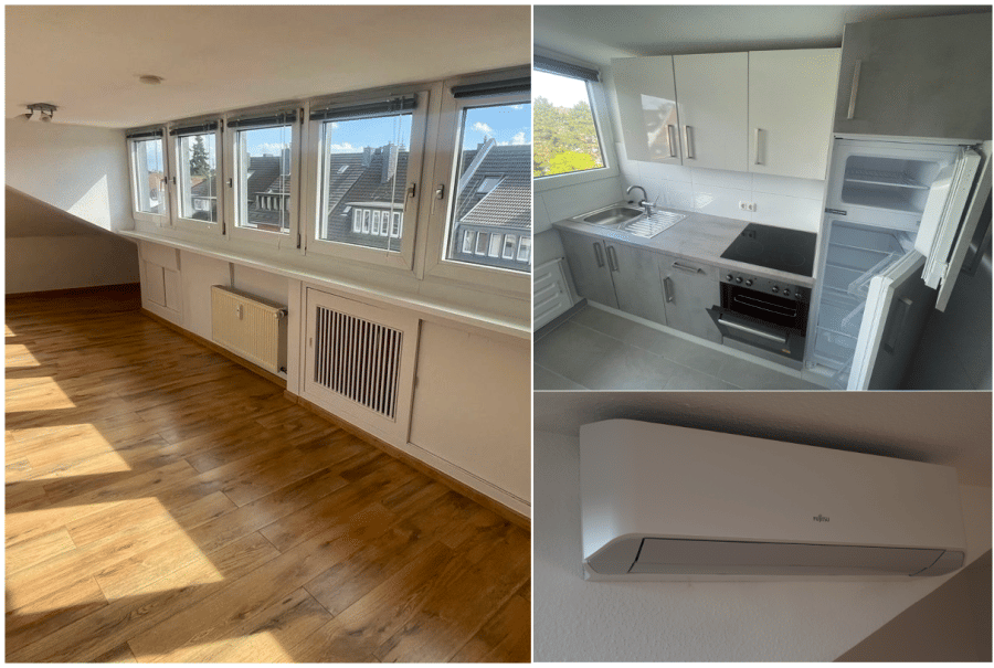 Provisionsfrei* SOFORT FREI! Rhein-nah - 2-Zm Penthouse Oberkassel - renoviert, Klimaanlage Einbauküche 55m²