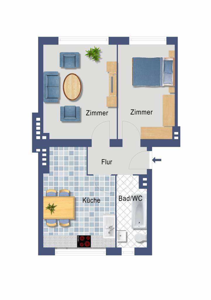 geräumige 2-Zimmer-Wohnung bereit zum Einzug – Berlin – Vorschaubild 4