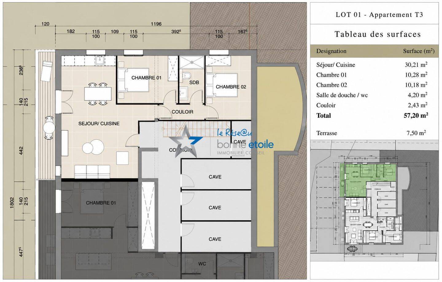 Appartement 3 pièces 57 m² · à San-Nicolao · 57,2 m² · 195 000 €