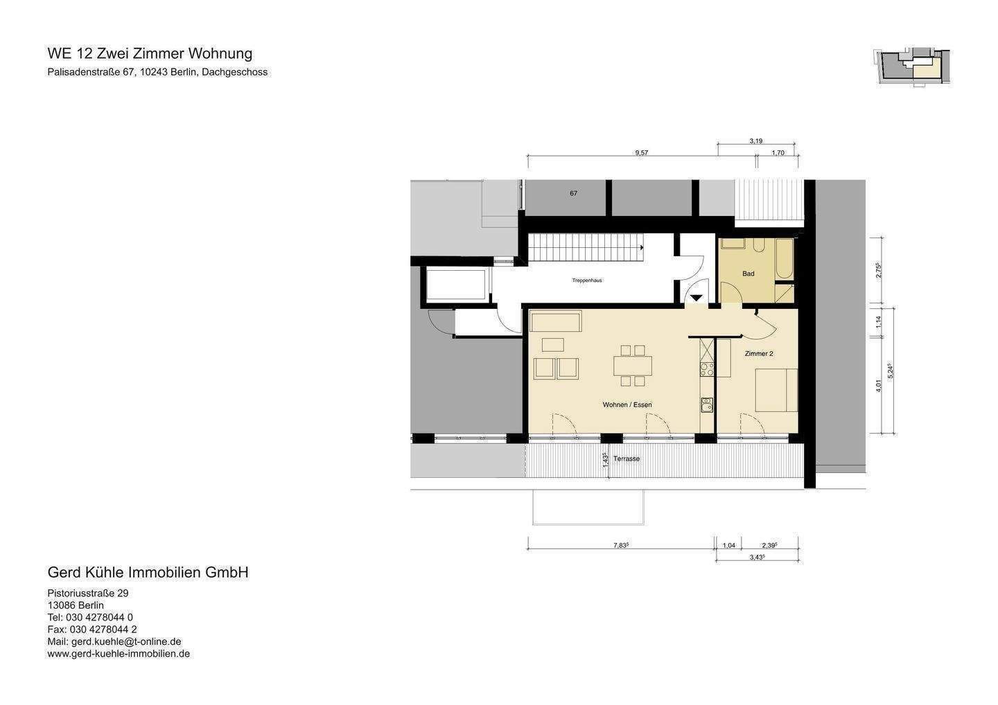 Dachgeschoß zum Sofortbezug / Lift / Terrasse / hohe Räume / Wochenendruf 0172-3261193 – Berlin – Bild 1 von 4