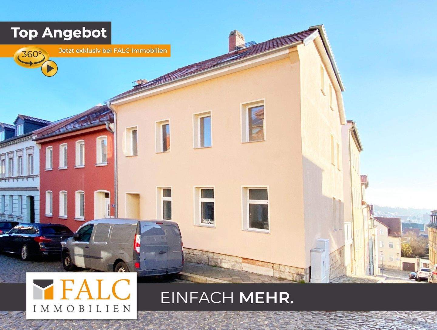 Renovierungsbedarf: Familienglück auf drei Etagen - Mehrgenerationenhaus mit Balkonen/Dach-Terrasse – Apolda – Bild 1 von 9