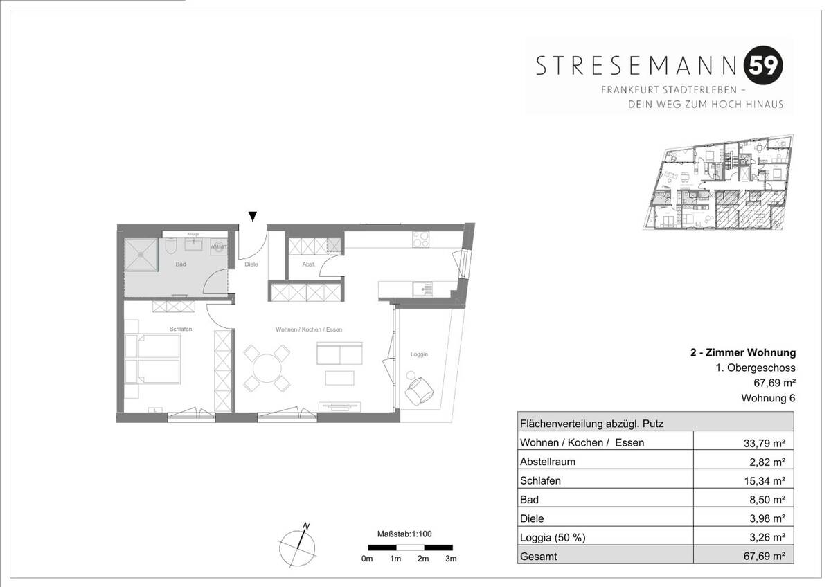 Sachsenhausen-Nord - 2 Zimmer Neubau-Erstbezug – 60599 Frankfurt am Main – Bild 1 von 6