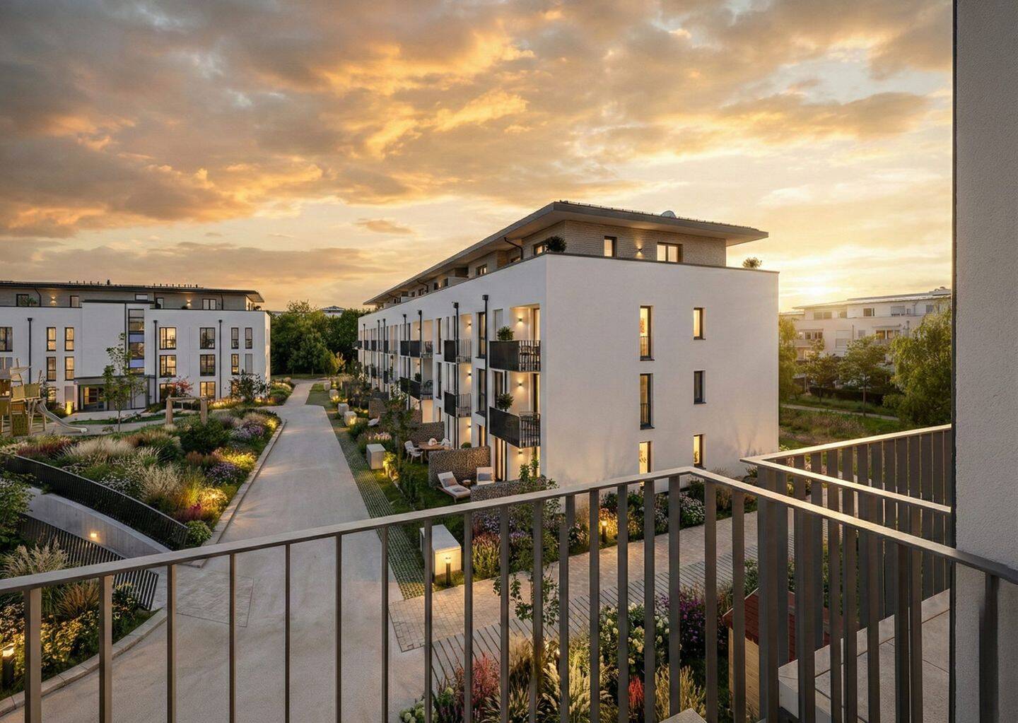 3-Zimmer-Wohnung in südlicher Ausrichtung mit hochwertigen Badezimmern und Balkon