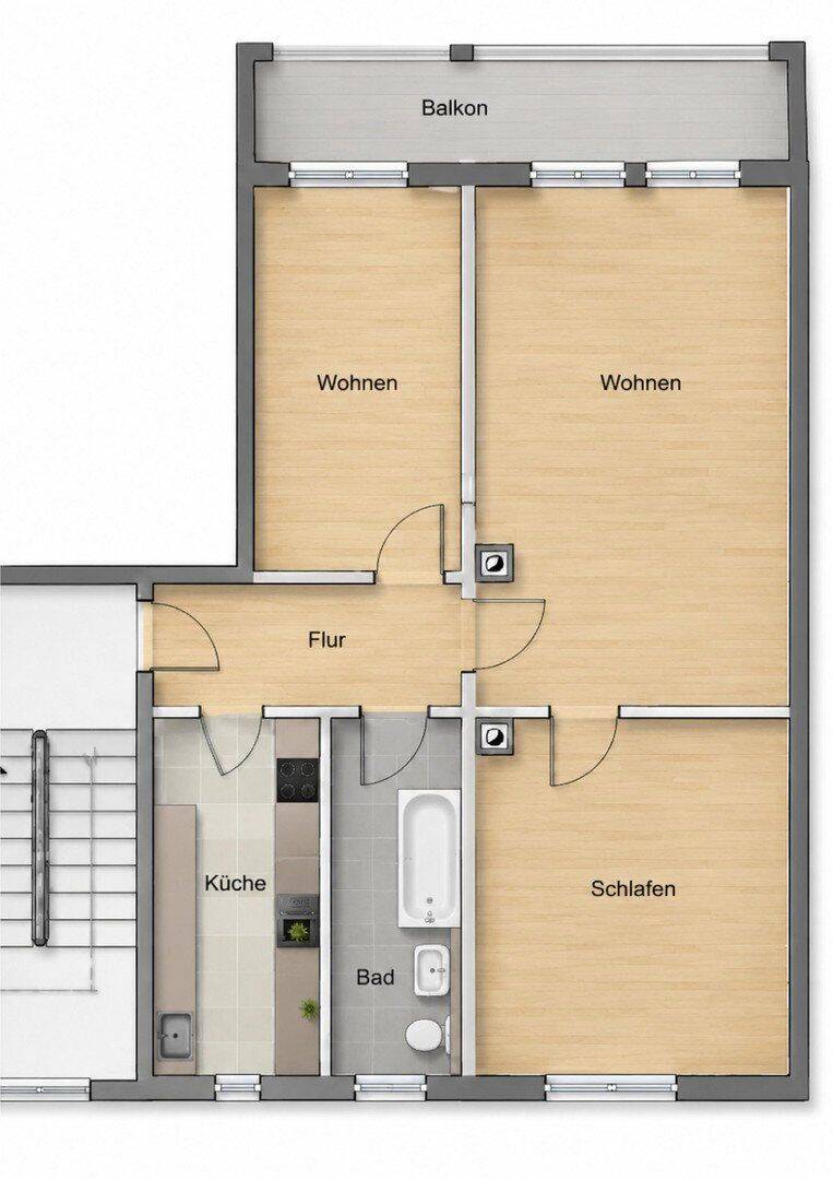 Elterlein: Sonnige 3-Zimmer-Wohnung mit großem Balkon und Einbauküche in ruhiger Neubauanlage